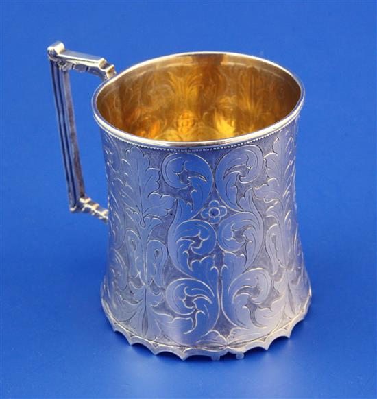 A mid 19th century Portuguese silver christening mug, 7 oz.